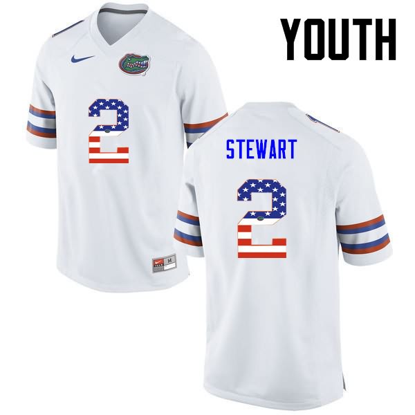 NCAA Florida Gators Brad Stewart Youth #2 USA Flag Fashion Nike White Stitched Authentic College Football Jersey VJW6164VJ